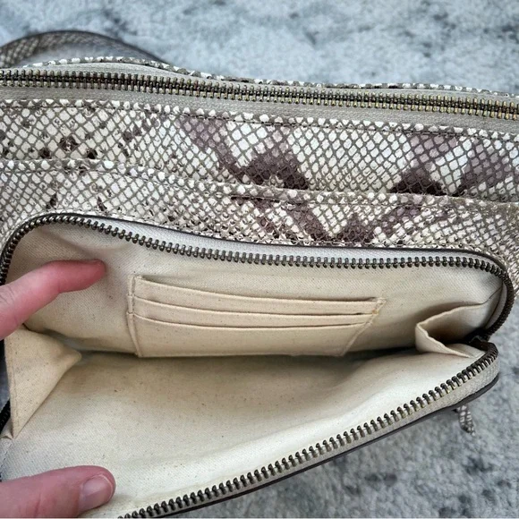 Margot New York Molly Crossbody Leather Bag Snake Skin Print - Picture 3 of 14